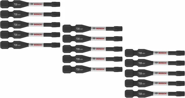 Bosch Itdt25215 15'Li Paket 2 In. Tahrikli Torx # 25 Darbe Sert Vidalama Güç Uçları ürün görseli 1