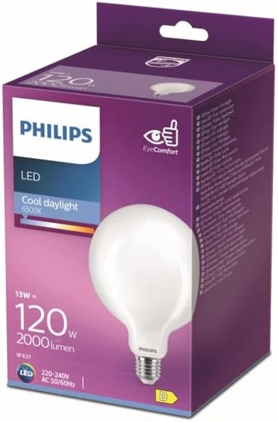 Philips Led Classic 120W G120 E27 6500K Beyaz Işık Dim Edilmez ürün görseli 1