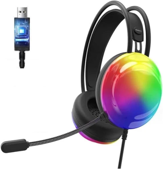 Lenovo Thinkplus G30B Siyah Rgb Oyuncu Kulaklığı,Gaming,7.1 Surround,Işıklı,Kulak Üstü Kulaklık ürün görseli 1