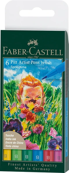 Faber-Castell Pitt Artist Pen Çizim Kalemi Fırça Uçlu Bahar Serisi 6'Lı ürün görseli 1
