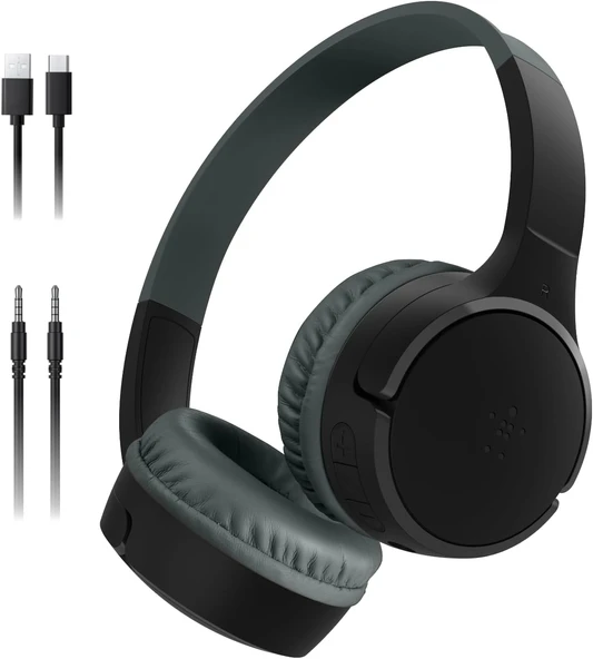 Belkin Soundform Mini Çocuk Kablosuz Kulaklık (Siyah) – Dahili Mikrofon, 30 Saat Çalma, Eğlenceli Çı ürün görseli 1