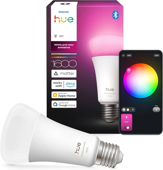 Philips Hue Led A67 Lamba, Beyaz Ve Renkli Ambiyans, E27 Duy, 11,8 W, Tam Spektrumlu Işık 1000 K-200 ürün görseli 1