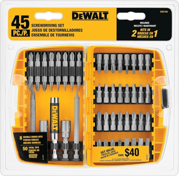 Dewalt Tornavida Ucu Seti, Sağlam Çantalı, 45 Parça (Dw2166) - Resim 8