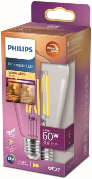 Philips Led Classic 60W St64 E27 Kısılabilir Filament Ampul Wgd90 ürün görseli 1