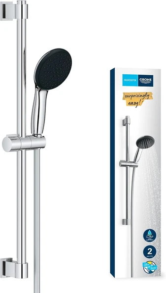 Grohe Vitalio Start 110 Sürgülü Duş Seti, 110Mm Yuvarlak 2 Akışlı El Duşu, 600Mm Sürgülü Ray, 1750Mm ürün görseli 1