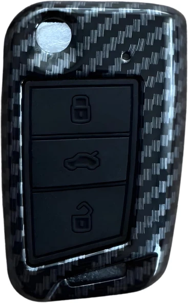 Autohan Keys Lüks Karbon Anahtar Koruma Kılıfı Volkswagen Golf 7, Golf 7.5, Tiguan, Polo, T-Roc, T-C ürün görseli 1