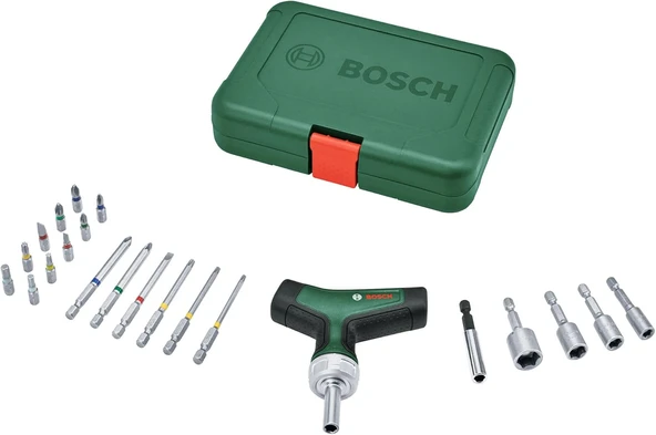 Bosch Tornavida Ucu Seti, 22 Parça (Maksimum Tork 46 Nm; 36 Dişli Dişliler; Manyetik Uç Tutucu; Yumu ürün görseli 1
