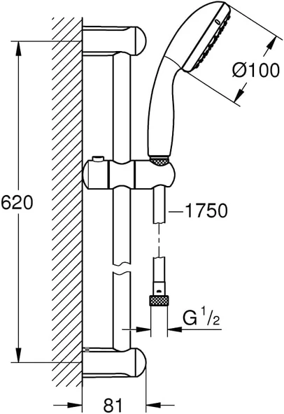 Grohe Duş Seti 2 Akışlı Tempesta Krom - 2759810E - Resim 2
