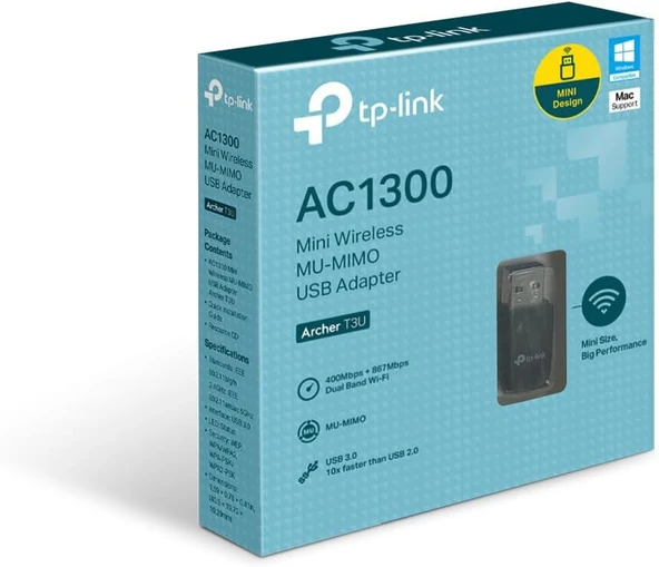 Tp-Link Archer T3U, Ac1300 Mini Wireless Mu-Mimo Usb Adaptör - Resim 5