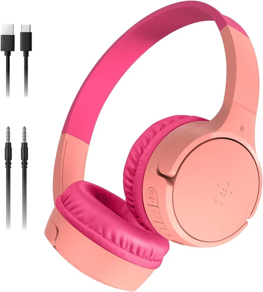 Belkin Soundform Mini Çocuk Kablosuz Kulaklık (Pembe) – Dahili Mikrofon, 30 Saat Çalma, Eğlenceli Çı ürün görseli 1