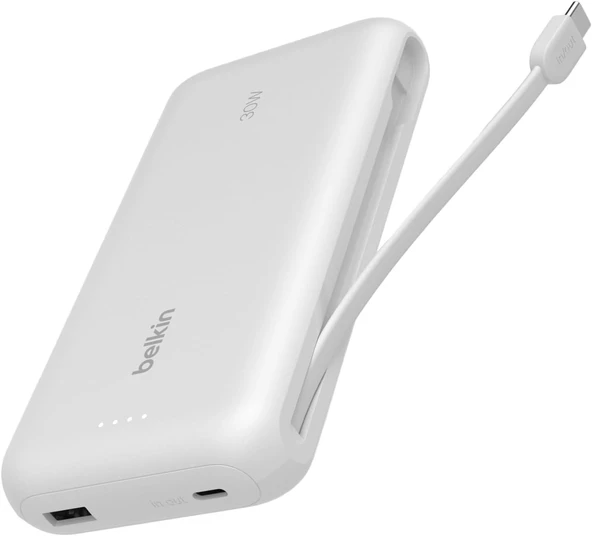 Belkin Taşınabilir Şarj Cihazı, 20K Entegre Kablolu Taşınabilir Güç Kaynağı, 30 W Güç İletimli Hızlı ürün görseli 1