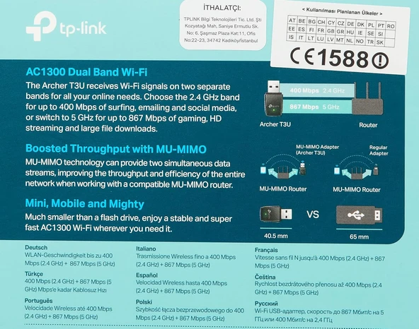 Tp-Link Archer T3U, Ac1300 Mini Wireless Mu-Mimo Usb Adaptör - Resim 8