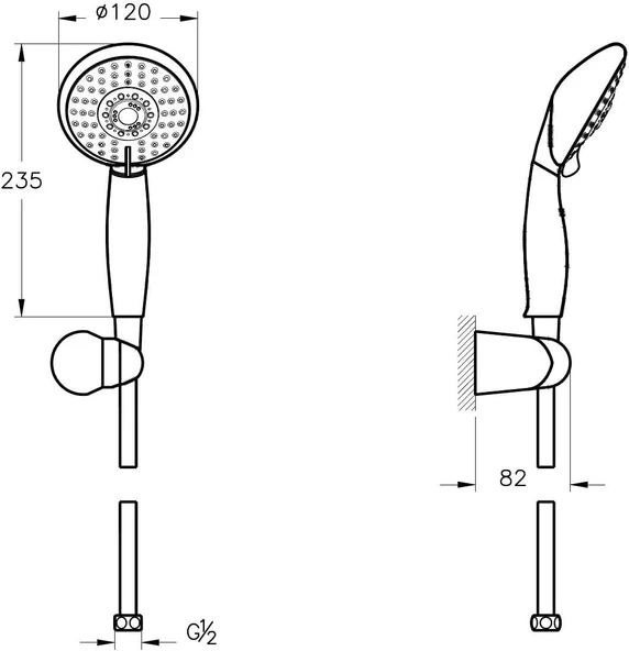 Vitra Cozy A45681 5F El Duşu Takımı, Krom - Resim 2