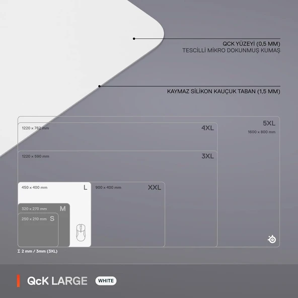 Steelseries Qck Large Gaming Oyuncu Mouse Pad - Beyaz - Resim 5