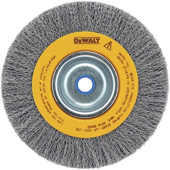 Dewalt Dw4905 6-Inch Crimped Bench Wire Wheel, 5/8-Inch-1/2-Inch Arbor, Wide Face .014-Inch ürün görseli 1