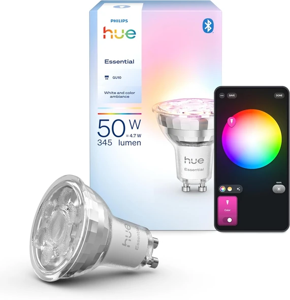 Philips Hue Essential 4.7W Gu10 345 Lumen Renkli Akıllı Spot Ampul ürün görseli 1