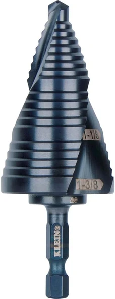 Klein Tools Qrst15 Kademeli Matkap Ucu, Hızlı Çıkarma Spiral Çift Akışkanlı, 17/8-1-3/8 Inç, Altıgen ürün görseli 1