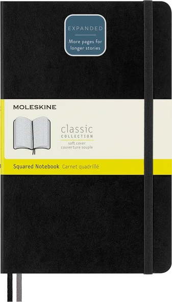 Moleskine Kareli Kalin Siyah Defter L Boy Yumuşak Kapak (Expanded) ürün görseli 1