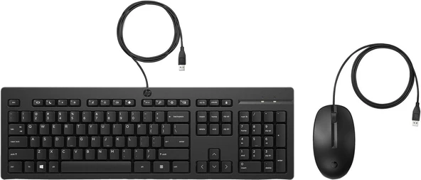 Hp 225 286J4Aa Usb Kablolu Klavye Ve Mouse Seti - Siyah ürün görseli 1