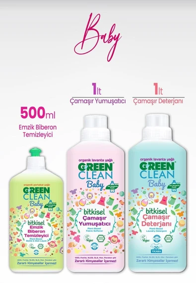 Green Clean U Baby Emzik Temizleyici Çamaşır Deterjanı Ve Yumuşatıcı ürün görseli 1