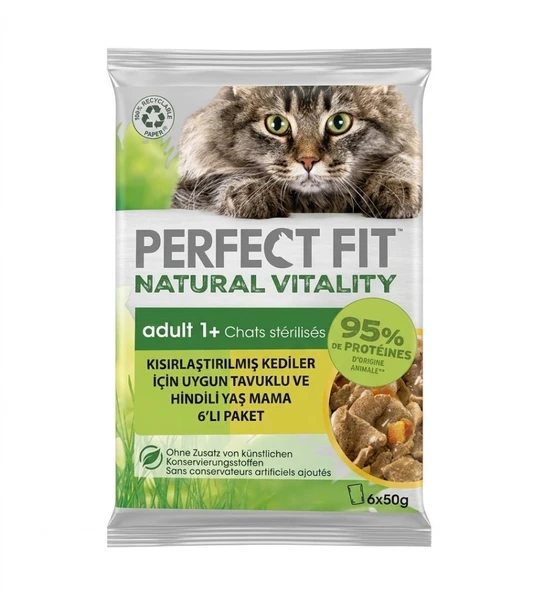 Perfect Fit Natural Vitality Hindi ve Tavuklu Kedi Konservesi 6x50gr ürün görseli 1