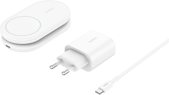 Belkin Wiz028Vfwh Boostcharge Pro Katlanabilir Qi2 15W Kablosuz Şarj Standı - Beyaz ürün görseli 1