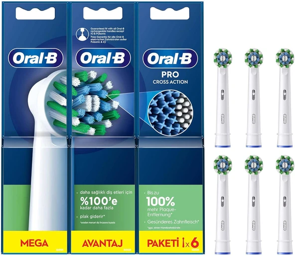 Oral-B Cross Action Şarjlı Diş Fırçası Yedek Başlığı 6 Adet ürün görseli 1