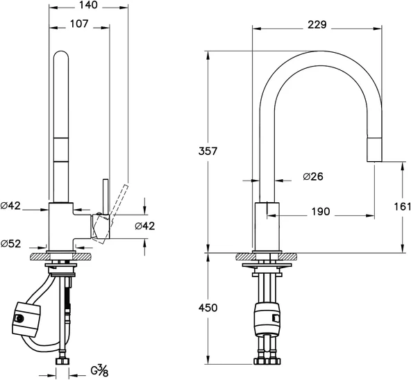 Artema Shift Pull-Out Eviye Bataryası, Mat Siyah - Resim 4