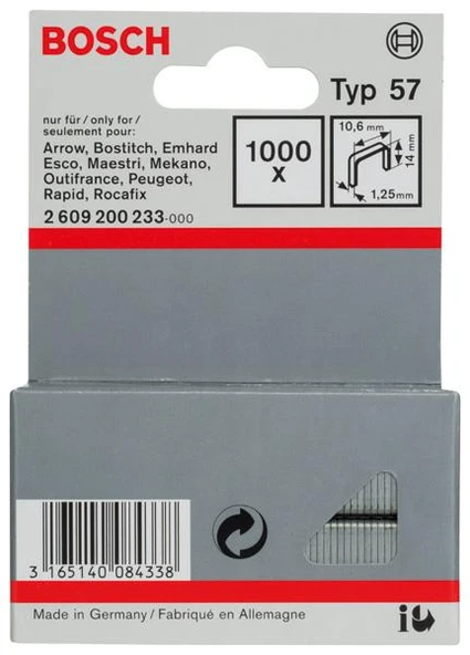Bosch Zımba Teli Tip57 10,6x1,25x14mm 1000li ürün görseli 1