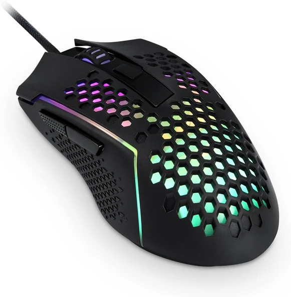 Redragon M987 Hafif 55G Petek Oyun Faresi Rgb Arkadan Aydınlatmalı Kablolu 6 Düğmeler Programlanabil ürün görseli 1