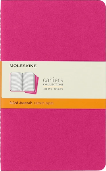 Moleskine Çizgili Cahier Not Defteri 3'Lü Set L Boy Kinetik Pembe ürün görseli 1