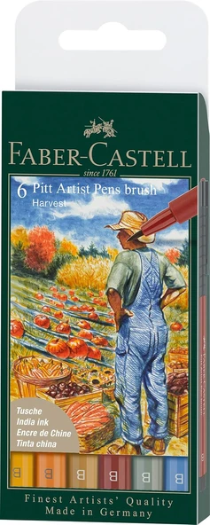 Faber-Castell Pitt Artist Pen Çizim Kalemi Fırça Uçlu Sonbahar Serisi 6'Lı ürün görseli 1