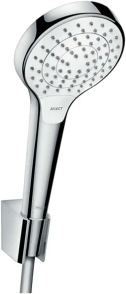 Hansgrohe Croma Select S Duş Başlığı Tutucu, 3 Püskürtme Türü, Beyaz/Krom ürün görseli 1