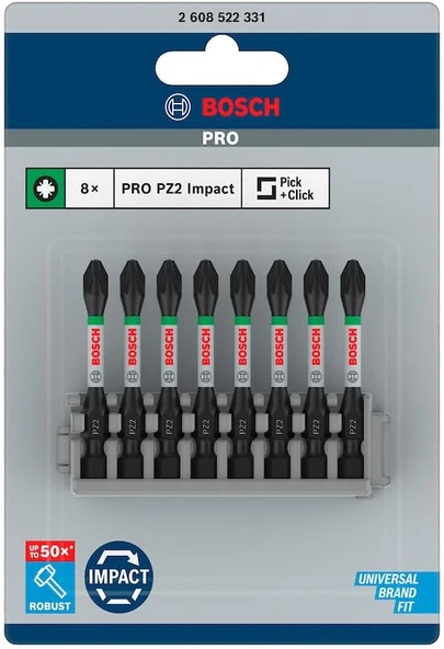 Bosch Professional Accessories 2608522331-Tornavida Ucu "Set" Impact Control Pz2 50 Mm 8-Parça, 0 W, ürün görseli 1