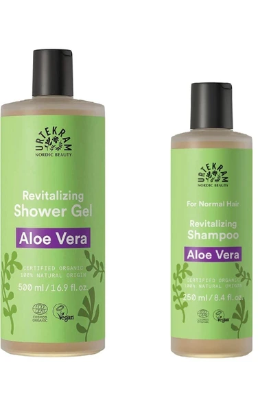 Urtekram Organik Aloe Vera Şampuan 250 Ml + Aloe Vera Duş Jeli 500 Ml ürün görseli 1