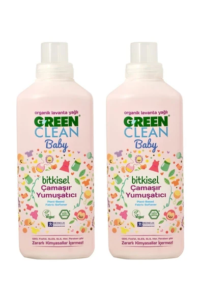 Green Clean Organik Lavanta Yağlı Baby Çamaşır Yumuşatıcısı 1000 ml 2'li Set ürün görseli 1