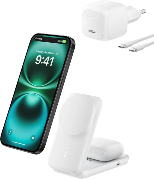 Belkin Ultracharge Magsafe Uyumlu 2’Si 1 Arada Qi2 25W Kablosuz Şarj İstasyonu, Iphone 16, Airpods, ürün görseli 1