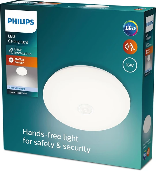 Philips Mauve Hareket Sensörlü Yuvarlak Tavan Lambası 16W 4000K Gün Işığı ürün görseli 1