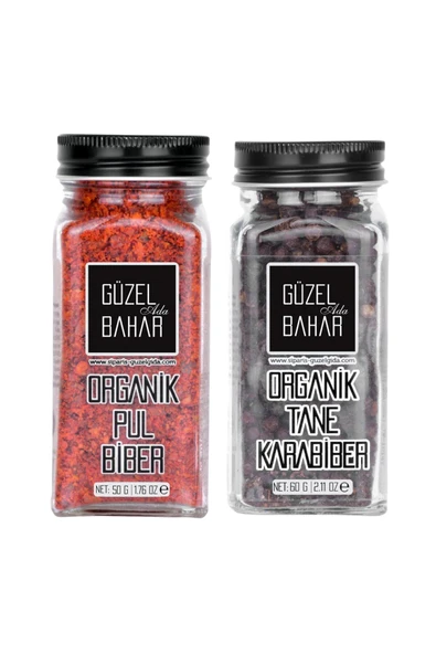 Güzel Ada Gıda Organik Pul Biber 50 Gr + Organik Tane Karabiber 60 Gr ürün görseli 1