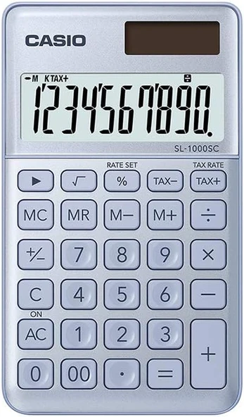Casio Sl-1000Sc-Bu 10 Hane Mavi Hesap Makinesi ürün görseli 1