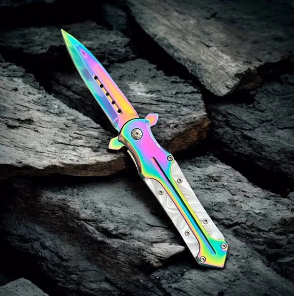 Knivox Browning Gökkuşağı Sedef Kabze Auto Kamp Çakısı ürün görseli 1