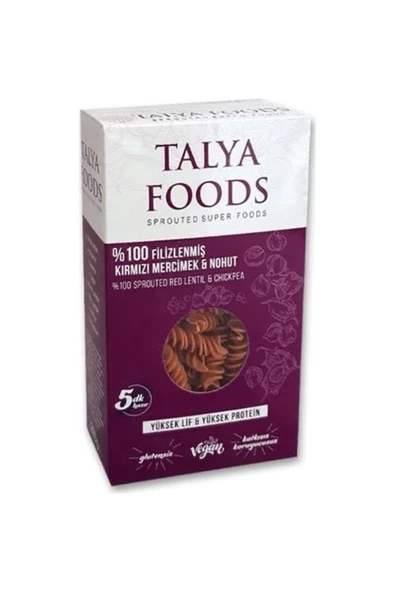 TALYA FOODS Organik Glutensiz %100 Filizlendirilmiş Kırmızı Mercimek & Nohut Makarna ürün görseli 1