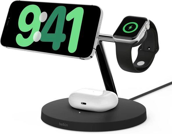 Belkin Boostcharge Pro Kablosuz 3'Ü 1 Arada Şarj Cihazı Qi2 Iphone 15, 14, 13 Ve 12 Ve Apple Watch V ürün görseli 1