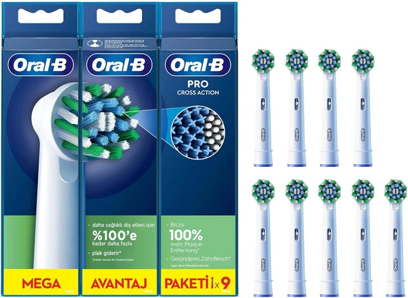 Oral-B Cross Action Şarjlı Diş Fırçası Yedek Başlığı 9 Adet ürün görseli 1