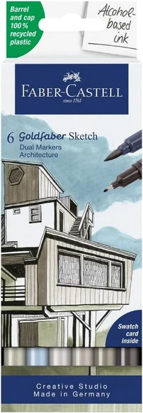 Faber-Castell Gofa Sketch Mimari Markör Seti, 6’Lı, Çift Uçlu, 0.6 Mm Fineliner Uç, Kalıcı Mürekkep, ürün görseli 1