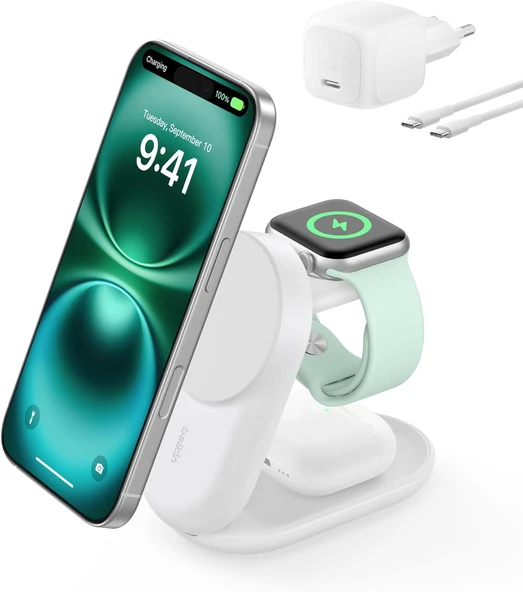 Belkin Ultracharge Magsafe Uyumlu 3’Ü 1 Arada Qi2 25W Kablosuz Şarj Cihazı, Iphone 16, Apple Watch, ürün görseli 1