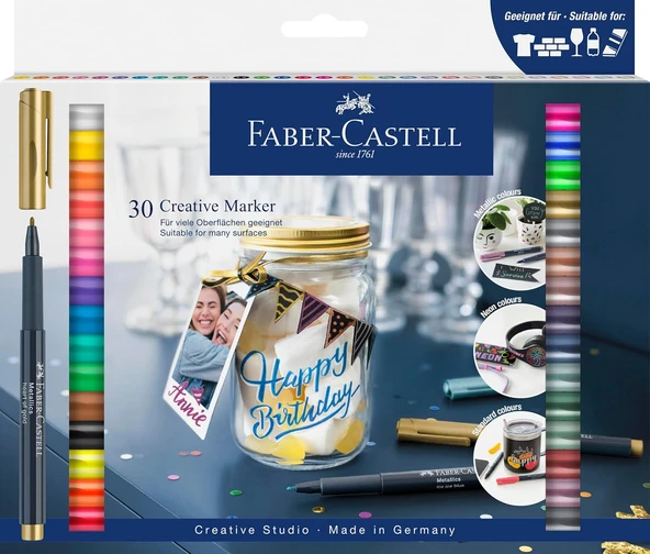 Faber-Castell 30'Lu Creative Markör Seti,Suya Dayanıklı,Kalıcı Mürekkep,Ergonomik Gövde ürün görseli 1