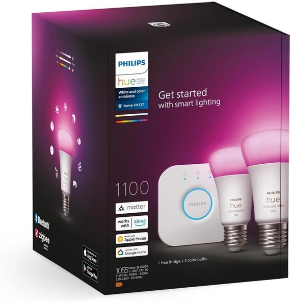 Philips Huewca 9W E27 Renkli Akıllı Ampul 2'Li Başlangıç Seti - Resim 6