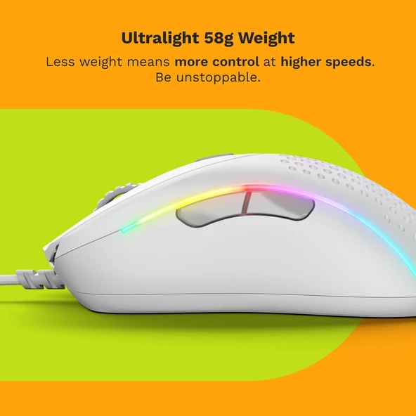 Glorious Oyun - Model D 2: Kablolu Ergonomik Fare, Superlight 58G, 26K Optik Sensör, 6 Programlanabi - Resim 4