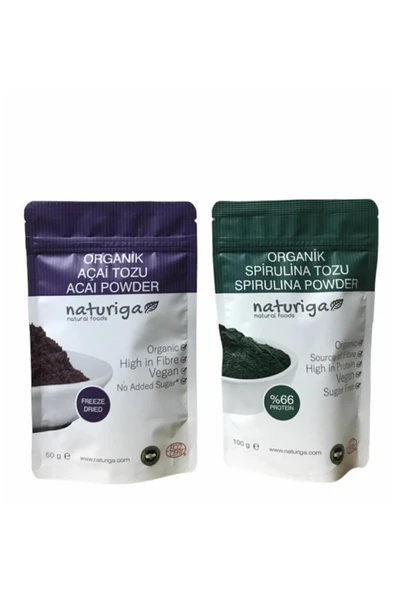 Naturiga Organik Açai Tozu 50 Gr & Organik Spirulina Tozu 100 Gr ürün görseli 1